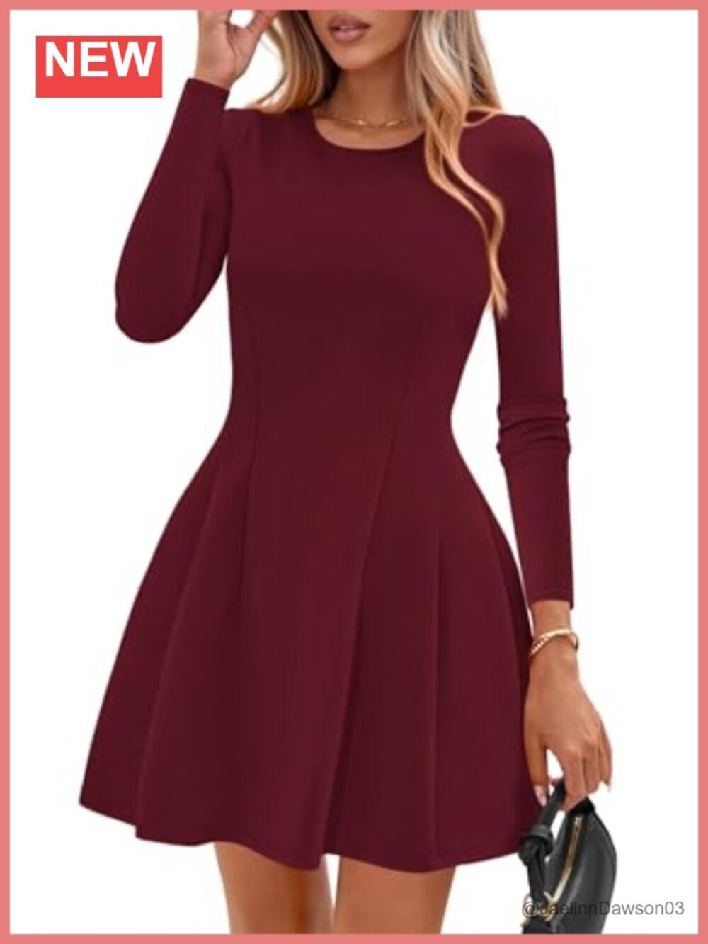 PRETTYGARDEN Women's Long Sleeve Pleated Mini Dress A-Line Casual